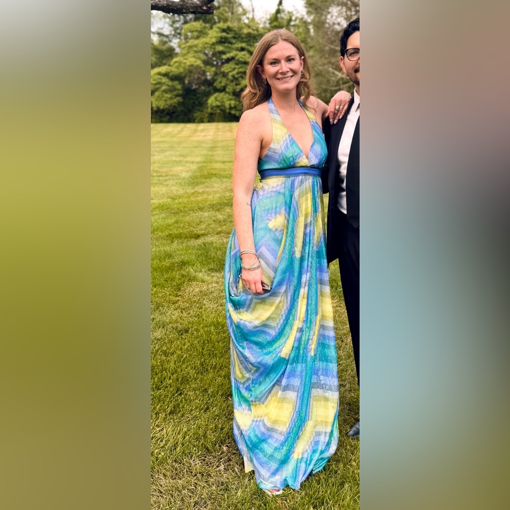 BCBGMaxAzria Blue and Green Maxi Dress